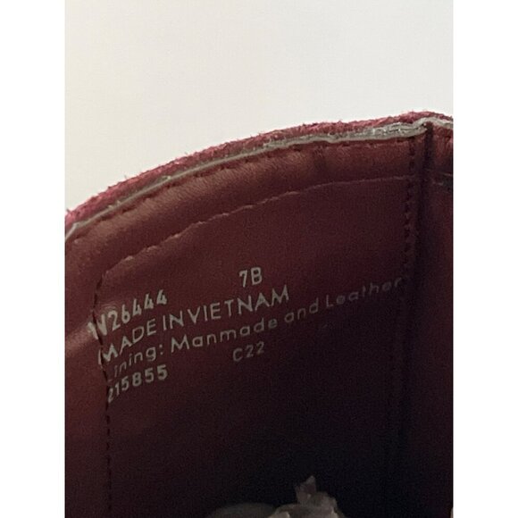 Cole Haan Size 7B Burgundy Suede Peep Toe Ankle Heel Booties - Picture 7 of 8